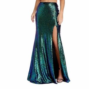 Sequin Green Mermaid Skirt Size Medium Costume